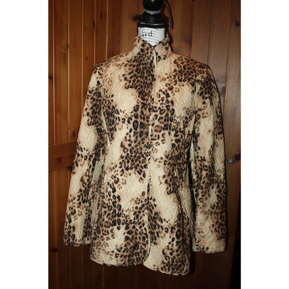 Liz Claiborne Studio Vintage Leopard Quilted Jacket Size M - Picture 2 of 10